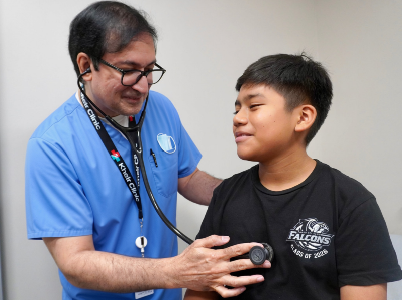 Dr. Kamaraju and Kheir pediatric patient.